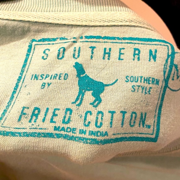 Mens size M Southern Fried Cotton Aqua Long sleeve barely worn Gorgeous Graphics - Picture 12 of 13